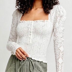 Free People Square Neck Long Sleeve Top